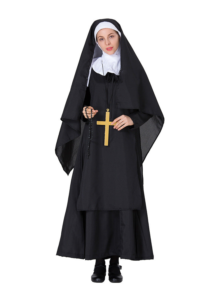 New Amazon Halloween performance wear Virgin Mary costume nun's outfit priest costume ball performance costume