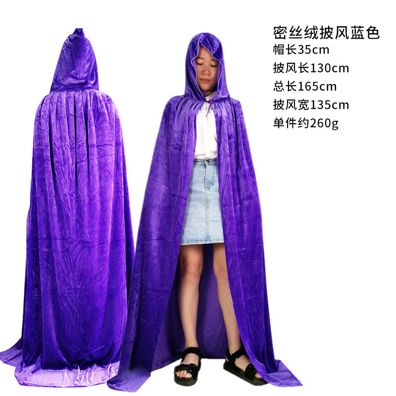 Halloween cloak costume party makeup costume props children adult cloak black pleuche death ball