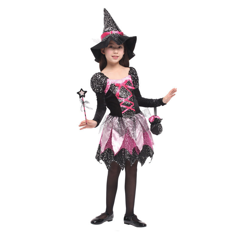 Children's Day catwalk children's costume masquerade children's Halloween performance shiny magic witch costume