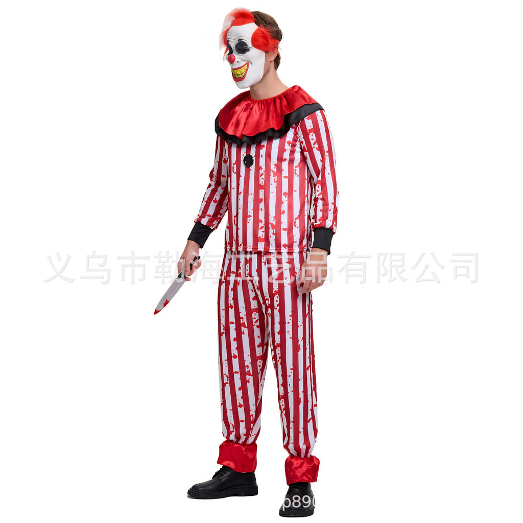 Halloween adult red and black stripes clown costume stage costume carnival costume