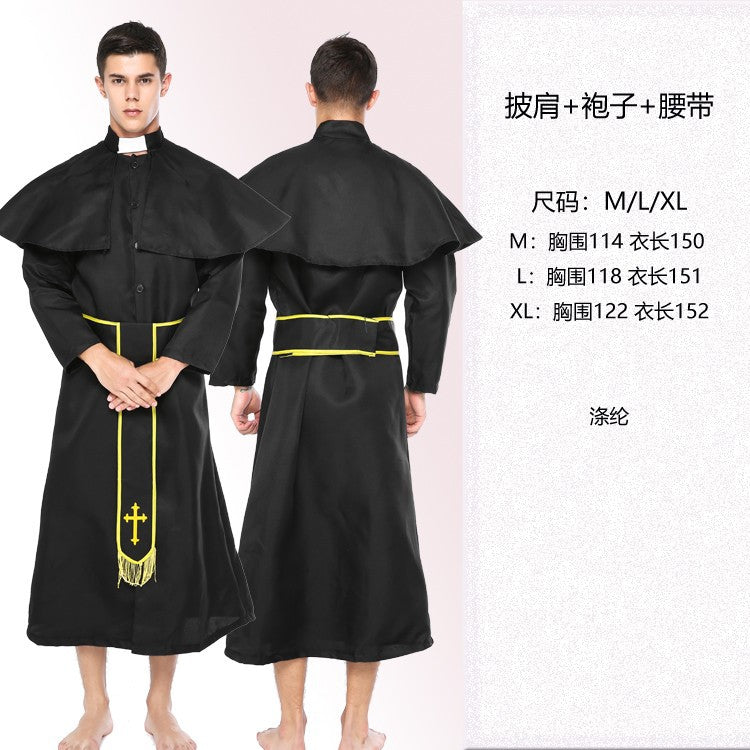 Halloween medieval wizard nun priest cos costume Halloween death robe cosplay costume