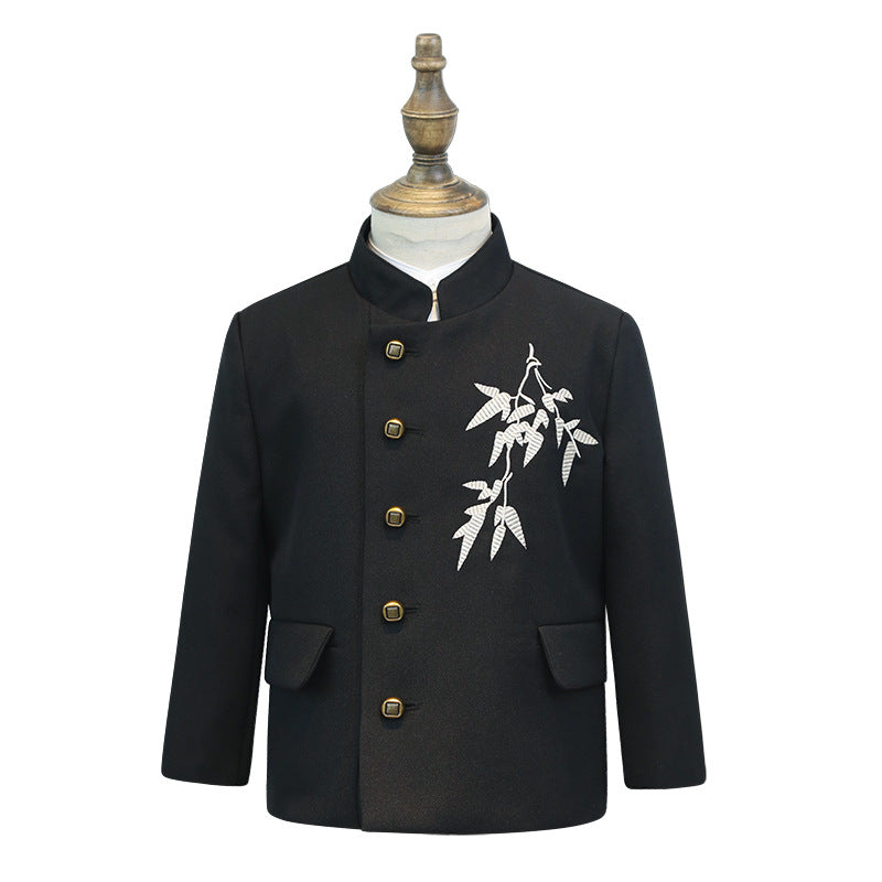 Boy's new Chinese suit jacket national fashion Zhongshan suit children's embroidery Han Chinese costume Tang costume host stage costume