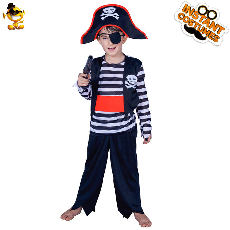 Boy's striped pirate look masquerade stage performance costume Halloween cosplay costume