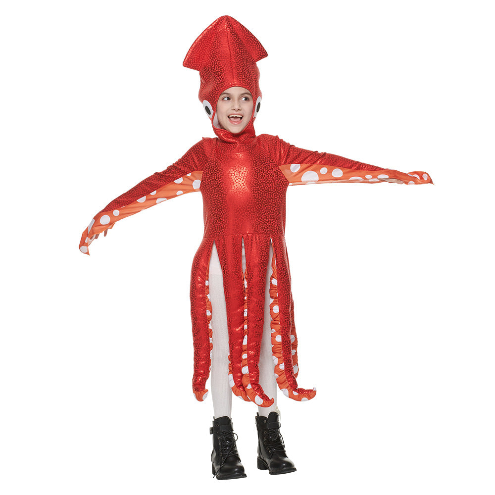New Halloween children play costume marine life cute squid one-piece school party funny costume