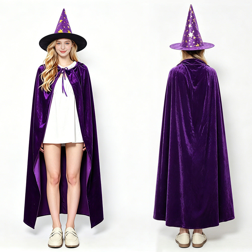 Halloween cloak costume party makeup costume props children adult cloak black pleuche death ball