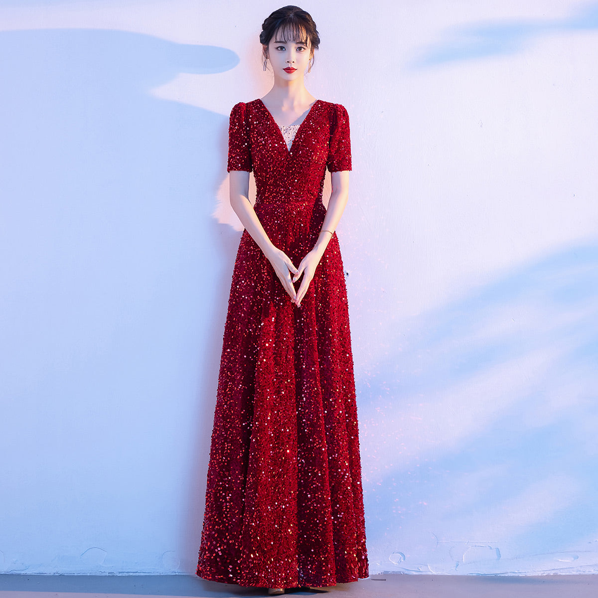 Wine Red chorus costume female dress singing red song dress chorus costume competition conductor performance costume