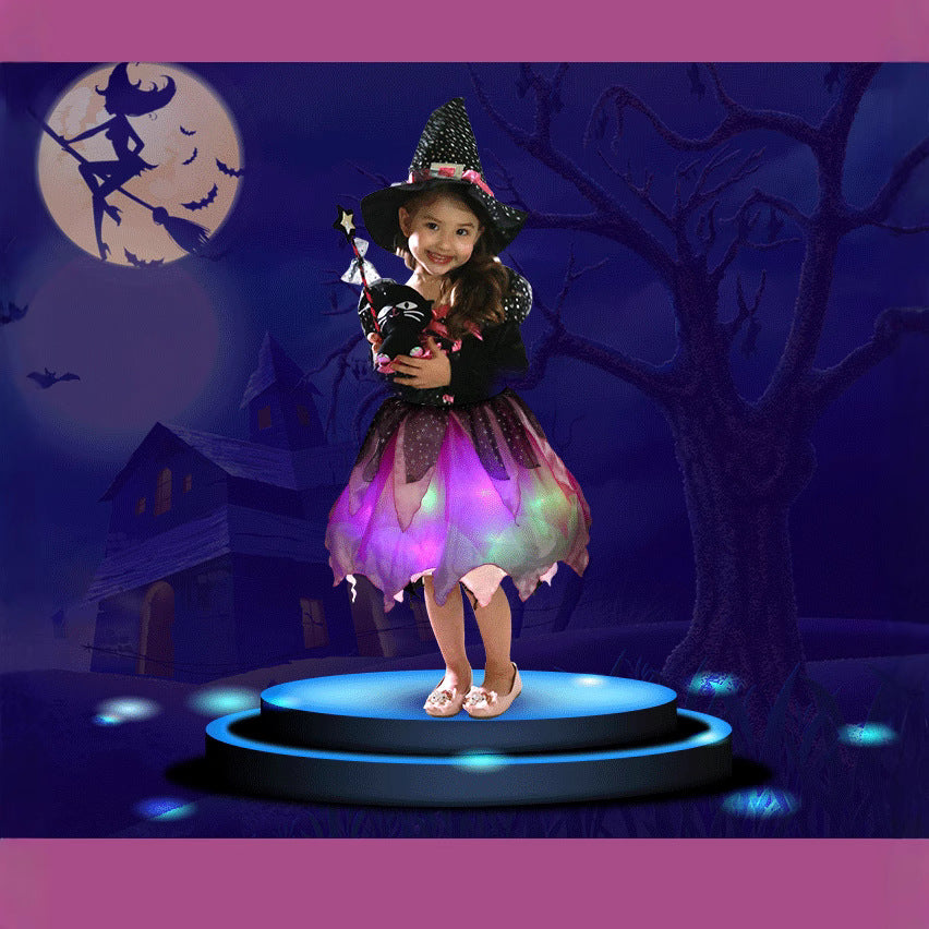 Halloween Children costume clothing with lights cosplay dress up masquerade costume Snowyprincess performance costume