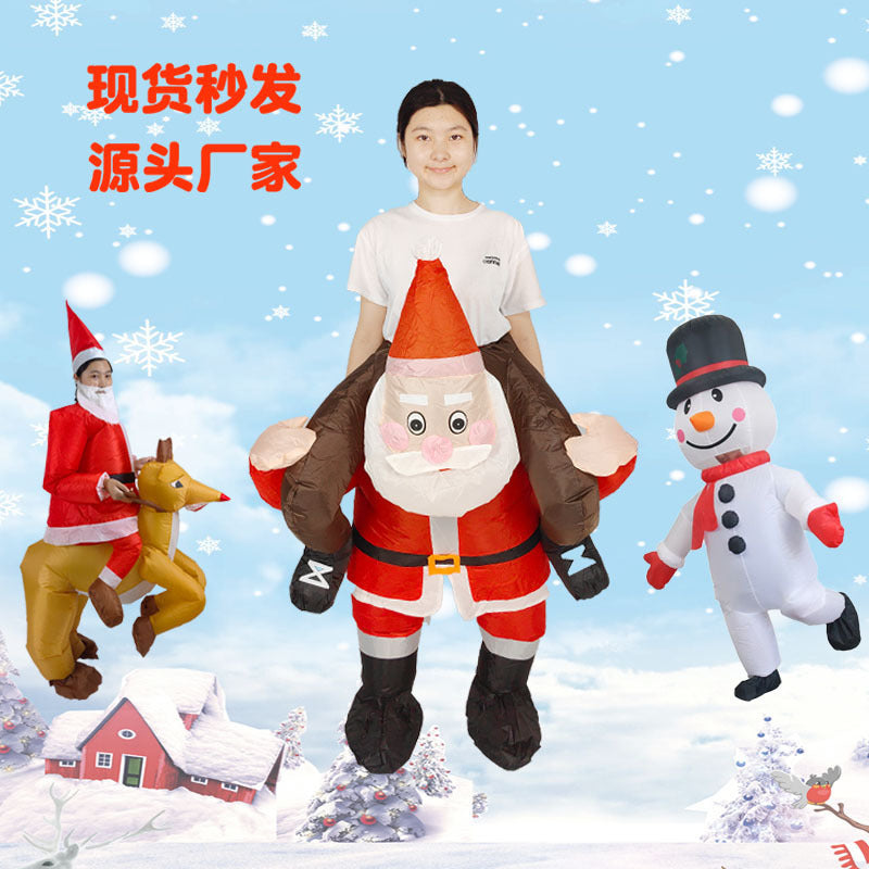 Amazon hot sale Christmas elk doll costume performance props Santa Claus back man inflatable clothing Christmas snowman