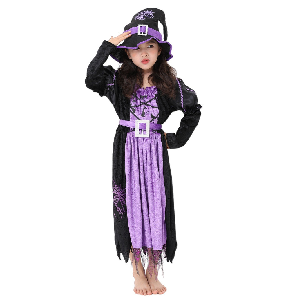 European and American Halloween costume children's cosplay anime costume purple witch role play Halloween costume