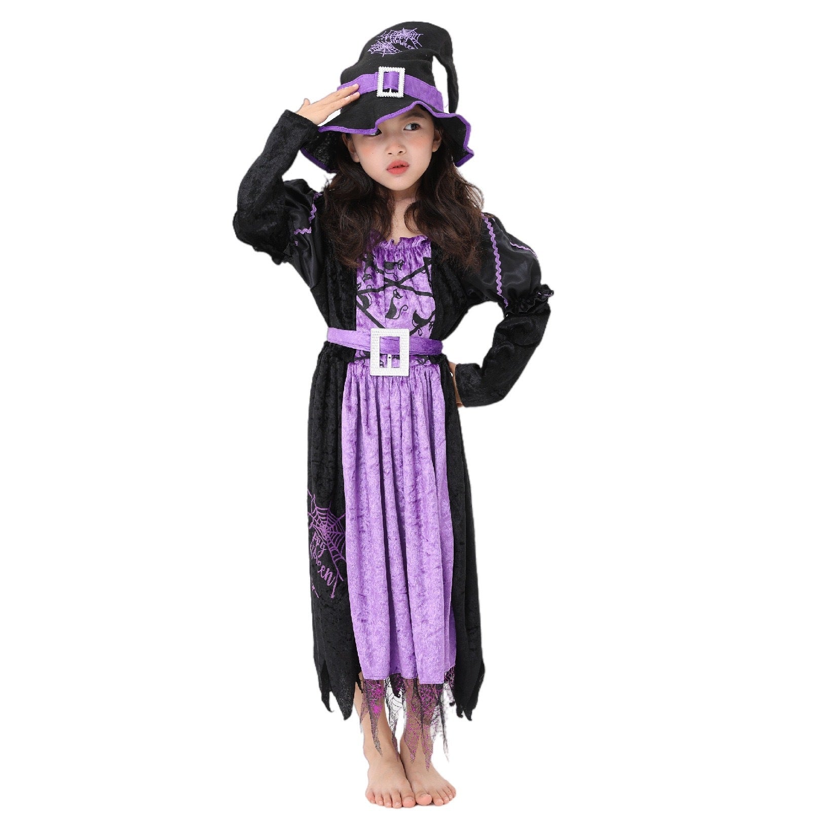 European and American Halloween costume children's cosplay anime costume purple witch role play Halloween costume