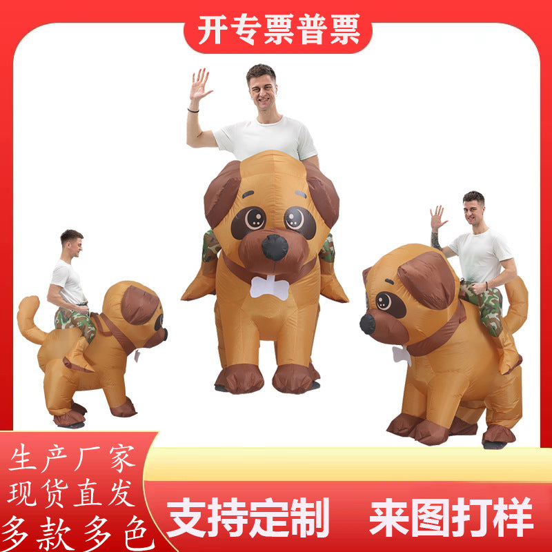 Halloween costume cross-border hot sale Amazon cycling pug inflatable clothing stage performance Christmas inflatable clothing