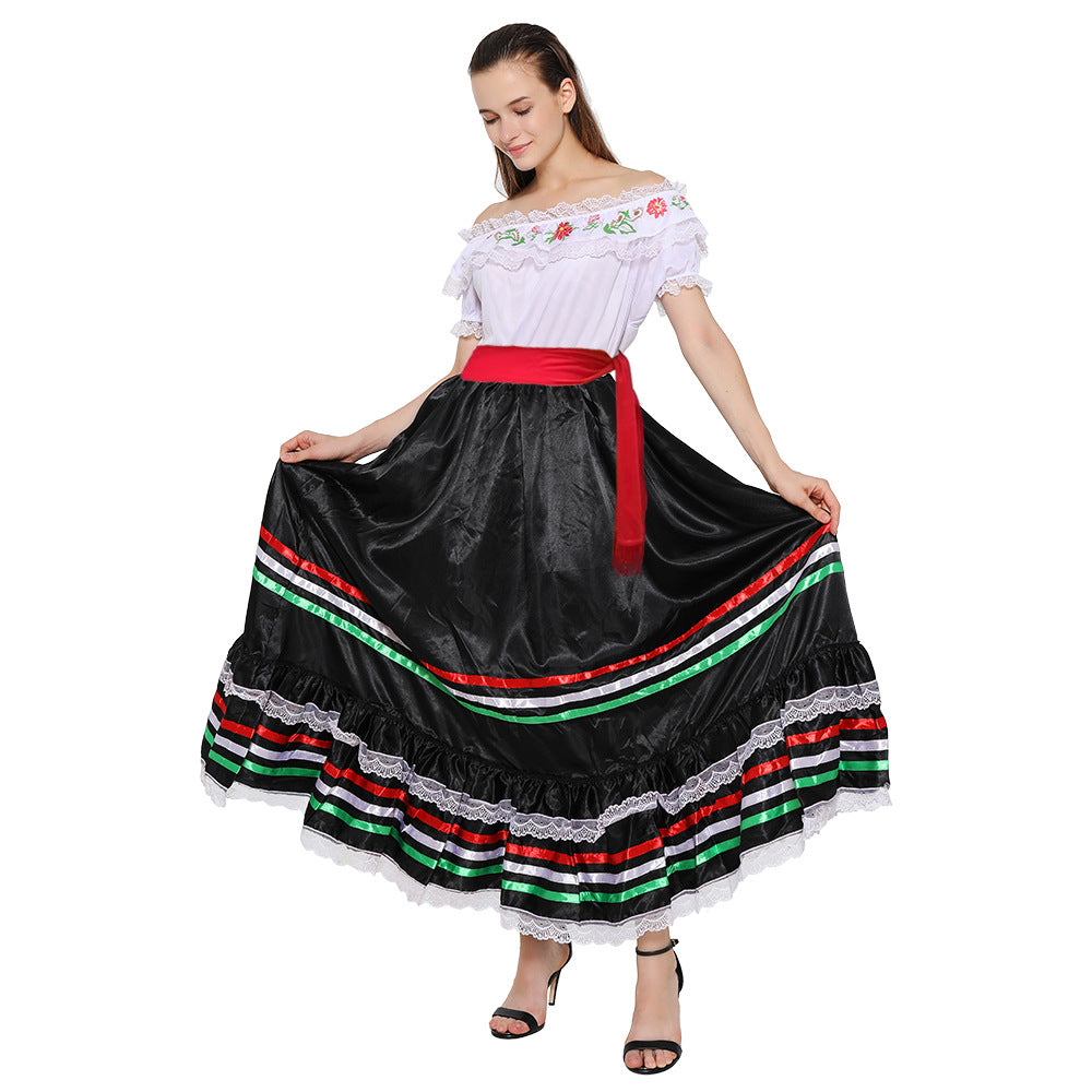 Mexican ethnic women's dress Halloween play costume bright singer role stage costume Halloween clothes
