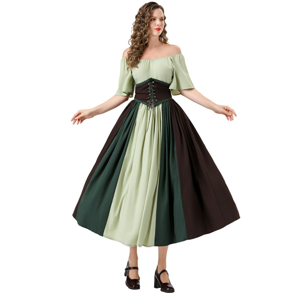 Halloween costume adult medieval retro Renaissance European and American court women's girdle dress costume