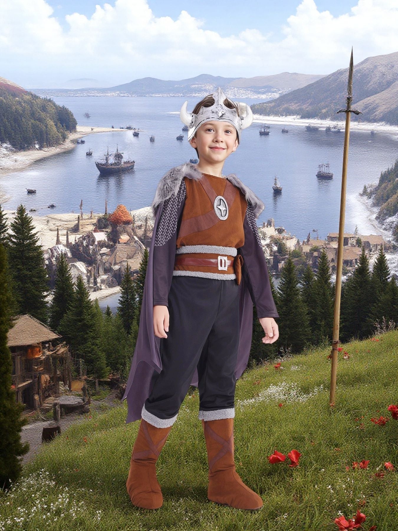 New children's Viking pirate performance wear warrior cosplay costume Halloween cos costume stage costume