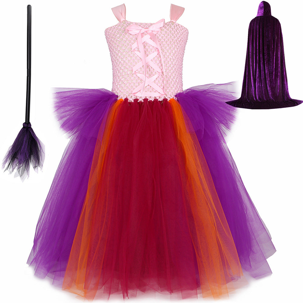 Witch also crazy 2cos costume children's Halloween cosplay costume girls' mesh dress pettiskirt