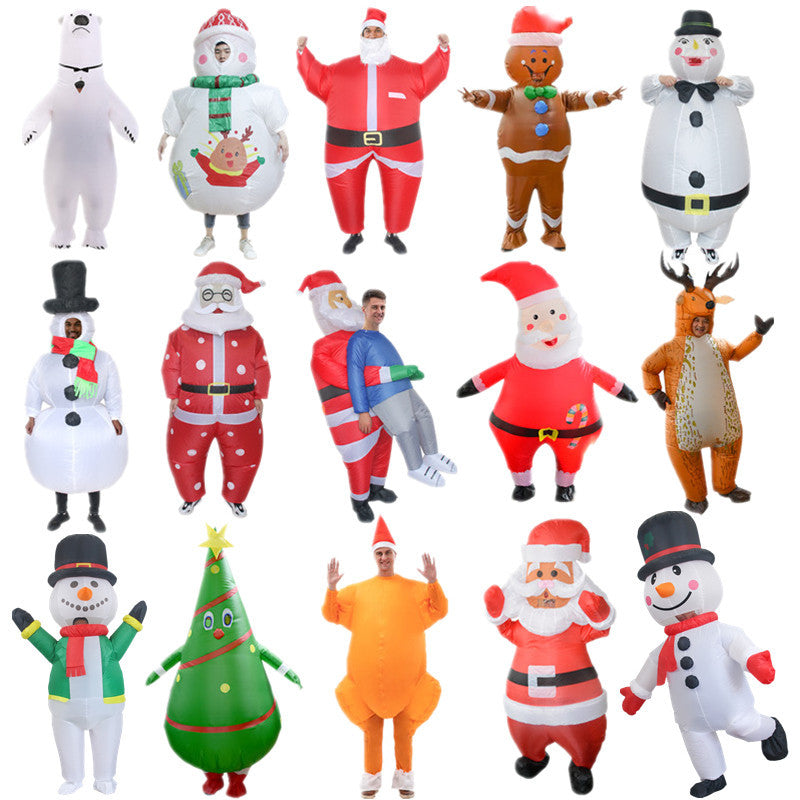 Halloween Santa Claus clothes snowman riding elk inflatable clothing Carnival cloth Christmas tree gingerbread man costume