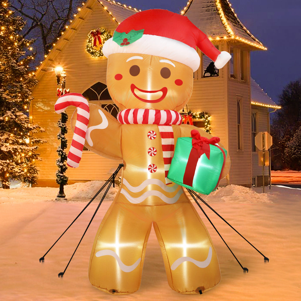 Cross-border Christmas inflatable gingerbread man inflatable cane doll inflatable luminous Christmas atmosphere outdoor courtyard decoration