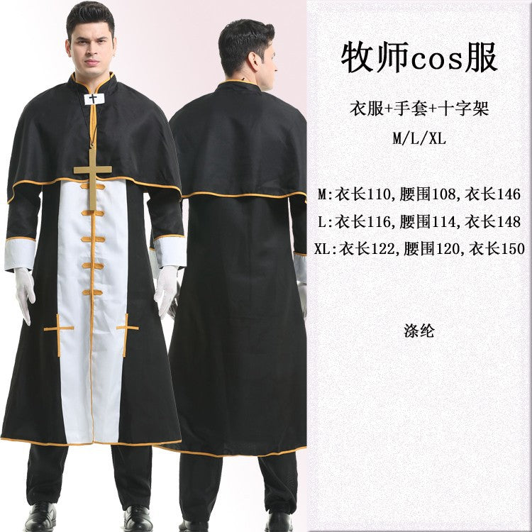 Halloween medieval wizard nun priest cos costume Halloween death robe cosplay costume