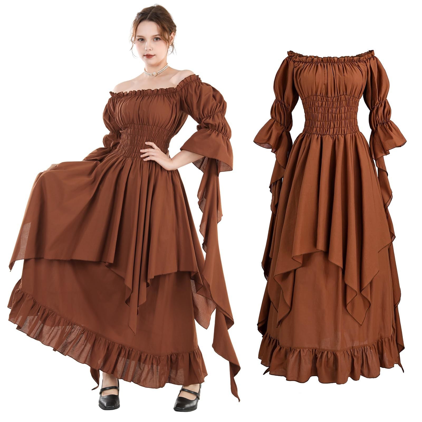 Halloween costume medieval renaissance vintage dress women's Gothic witch dress stage costume