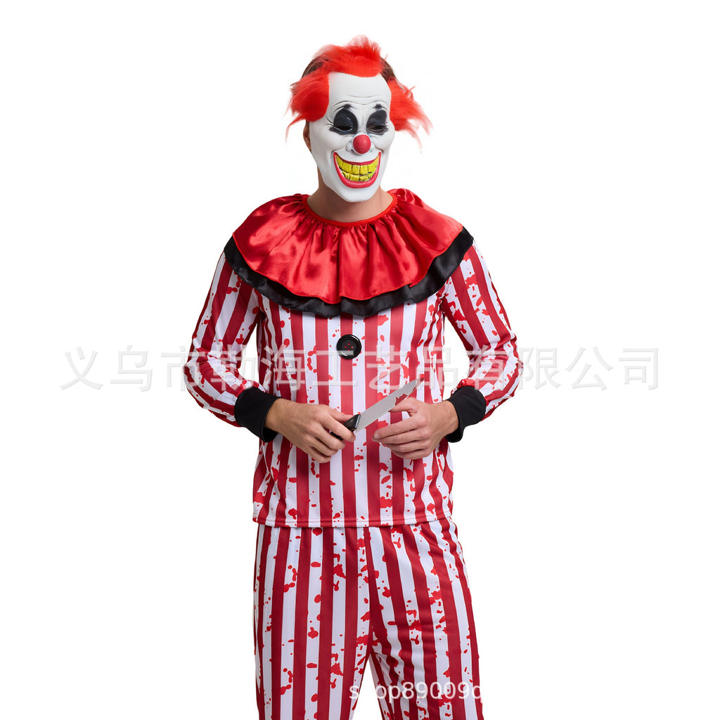 Halloween adult red and black stripes clown costume stage costume carnival costume