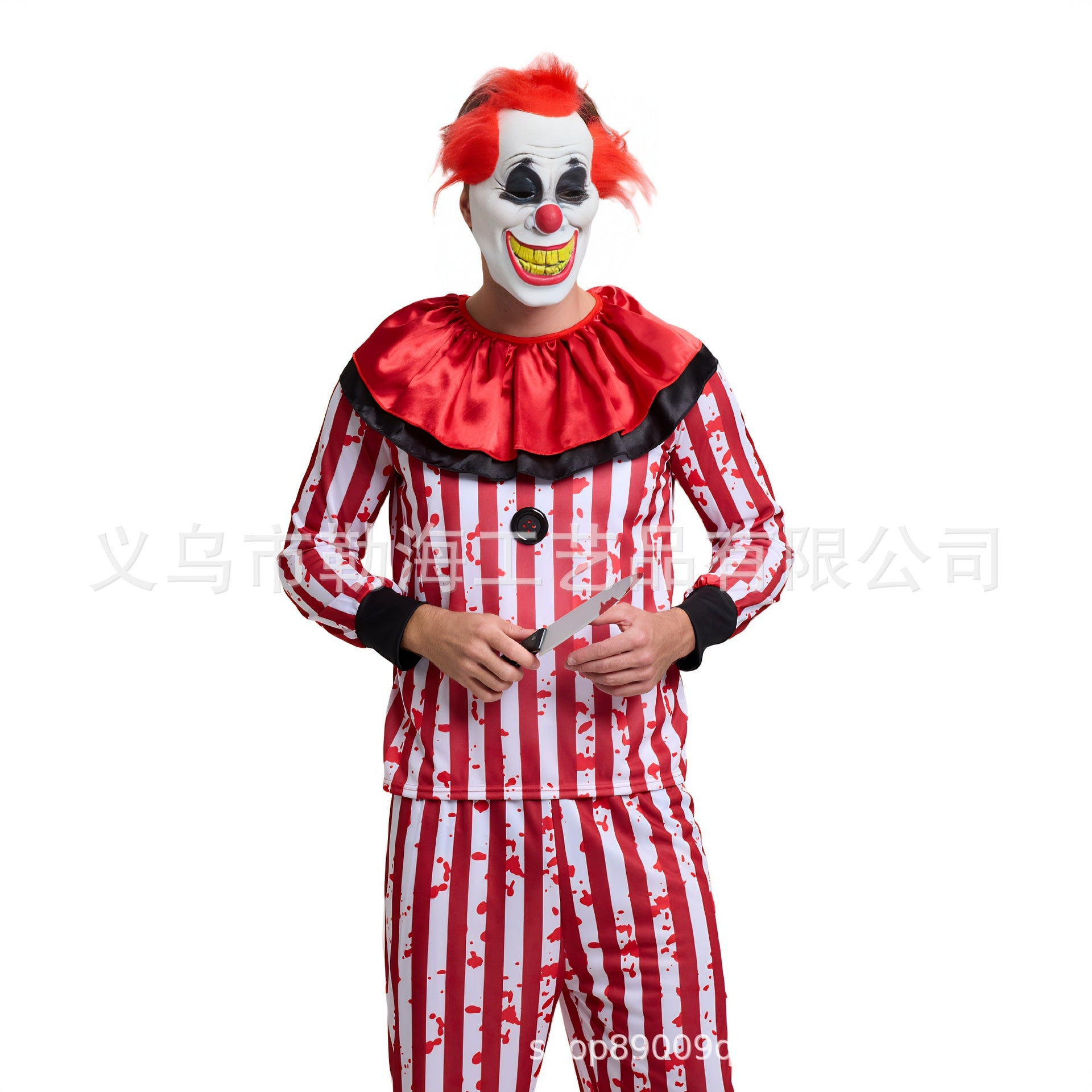 Halloween adult red and black stripes clown costume stage costume carnival costume