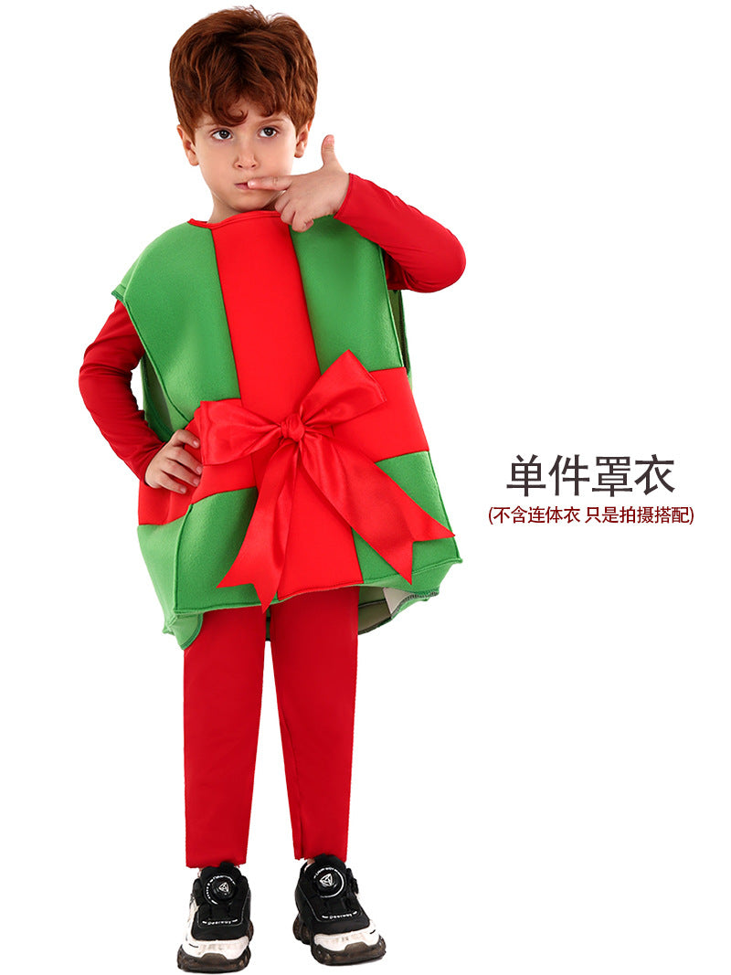 Christmas costume children's costume Santa Claus gift box costume Christmas outfit party holiday performance clothing