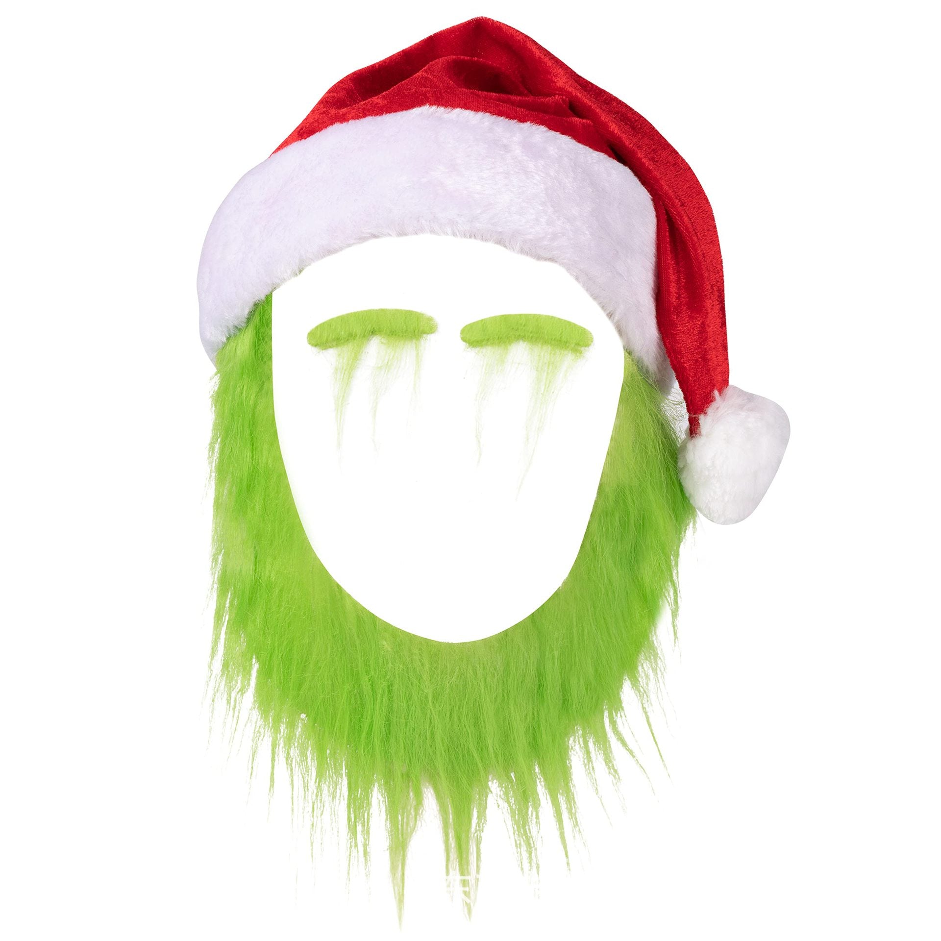 Dr. Seuss' How the Grinch Stole Christmas Grinch beard hat Gloves mask green fur monster head cover green beard Christmas clothing clothes