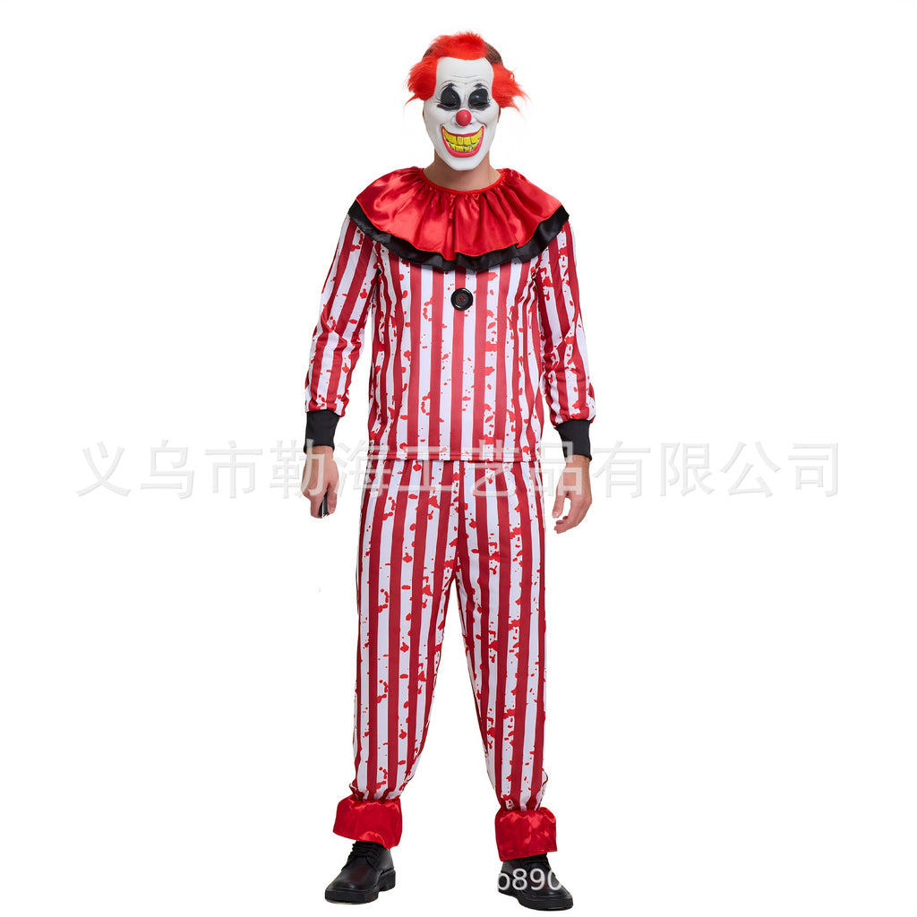 Halloween adult red and black stripes clown costume stage costume carnival costume