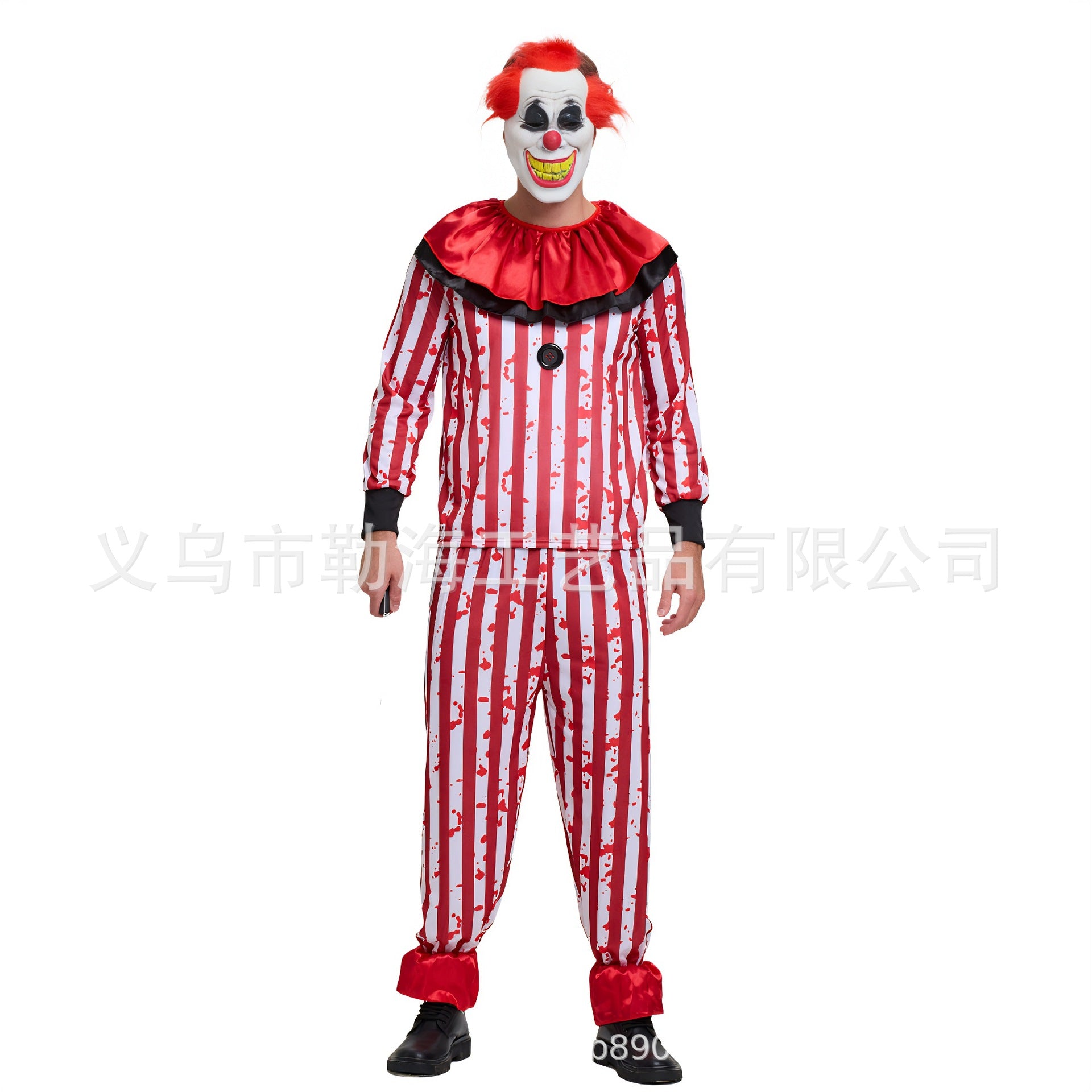 Halloween adult red and black stripes clown costume stage costume carnival costume