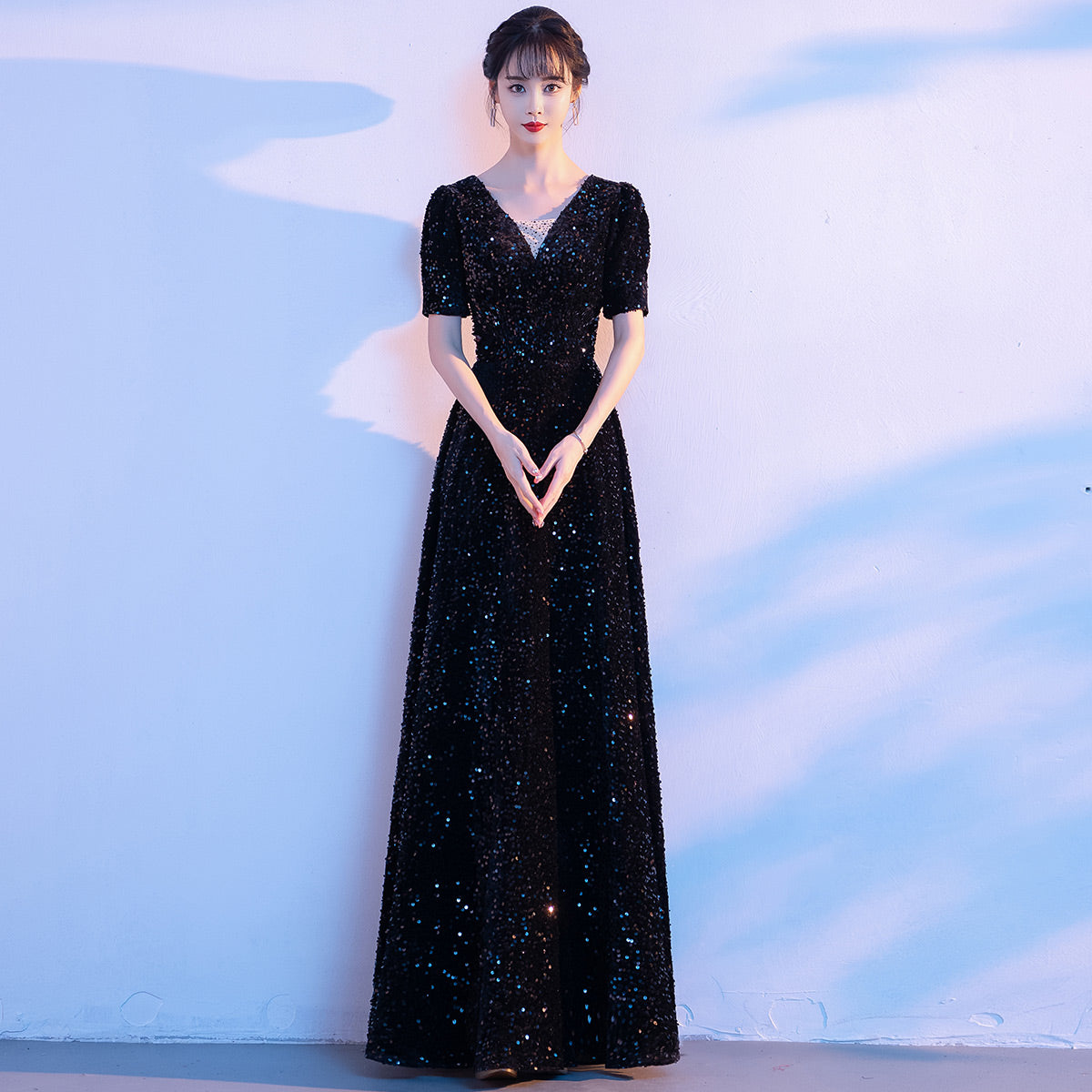 Wine Red chorus costume female dress singing red song dress chorus costume competition conductor performance costume