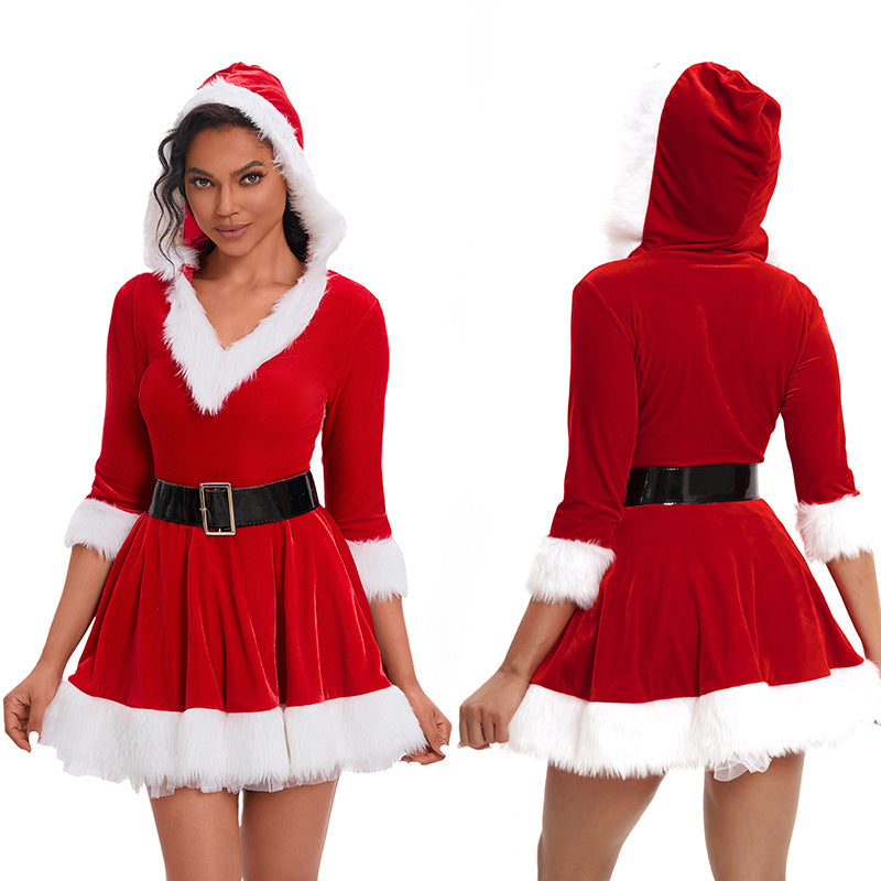 Christmas costume adult female European and American Christmas costume Christmas costume Christmas performance wear dress divided size