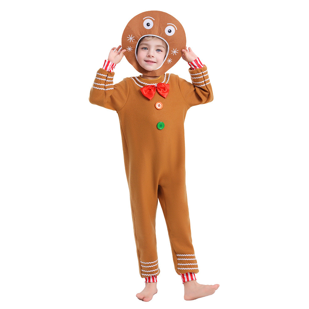 New children's cos costume Christmas costume Gingerbread Man cartoon Halloween party performance set