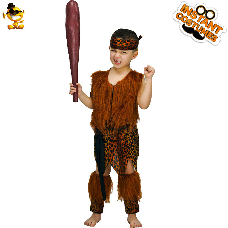 Halloween men's children's primitive savage party costume Boy Savage party stage costume cosplay