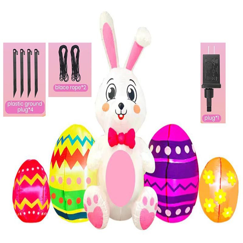 Cross-border new LED luminous inflatable Easter egg rabbit inflatable model holiday outdoor courtyard decoration