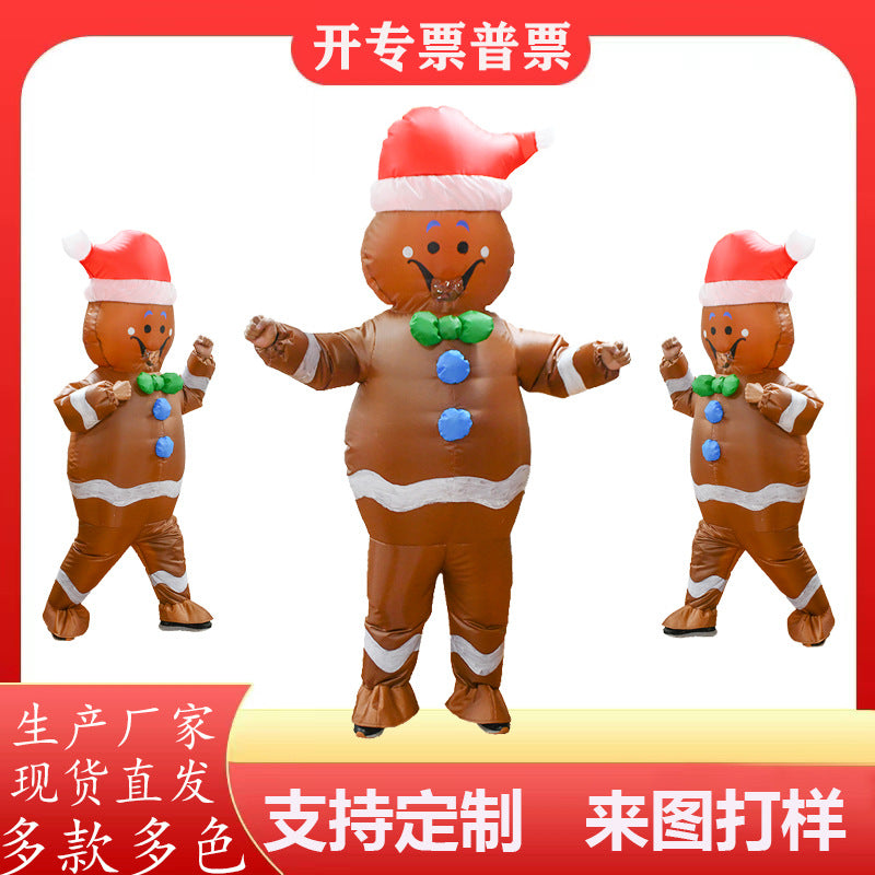 Christmas inflatable clothing cross-border Amazon gingerbread man inflatable clothing party funny clothing Festival performance costume