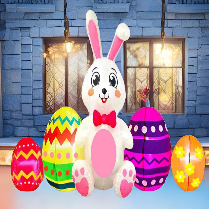Cross-border new LED luminous inflatable Easter egg rabbit inflatable model holiday outdoor courtyard decoration