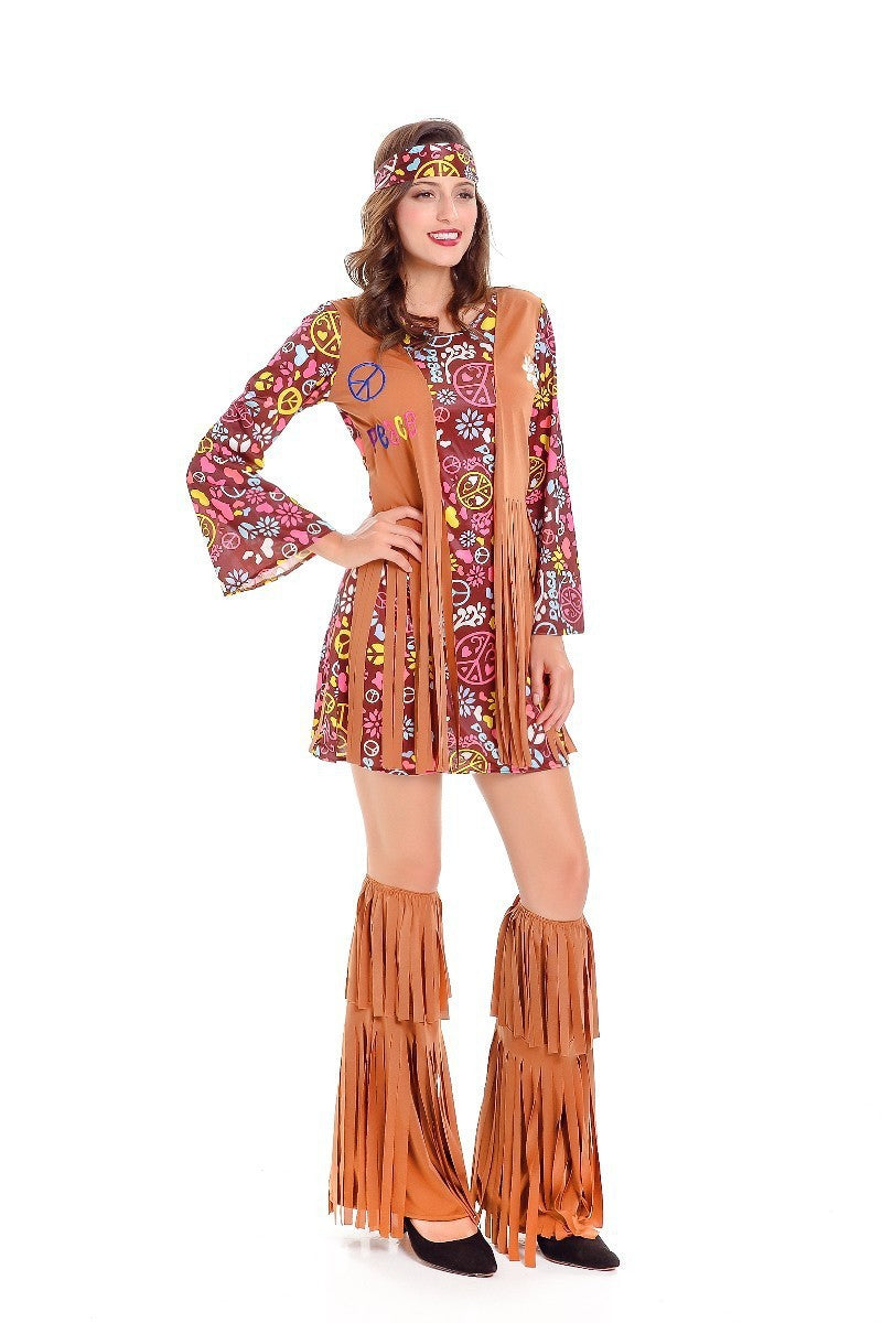 Women's tassel hippies costume retro hippie party costume Halloween Arab costume