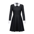Adams family cos costume Halloween Wednesday Adams black dress cosplay costume