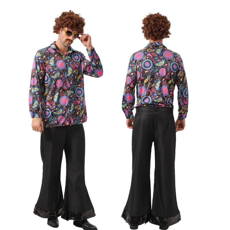 New Men's retro disco funny hip hop dance suit cosplay cos costume Halloween costume