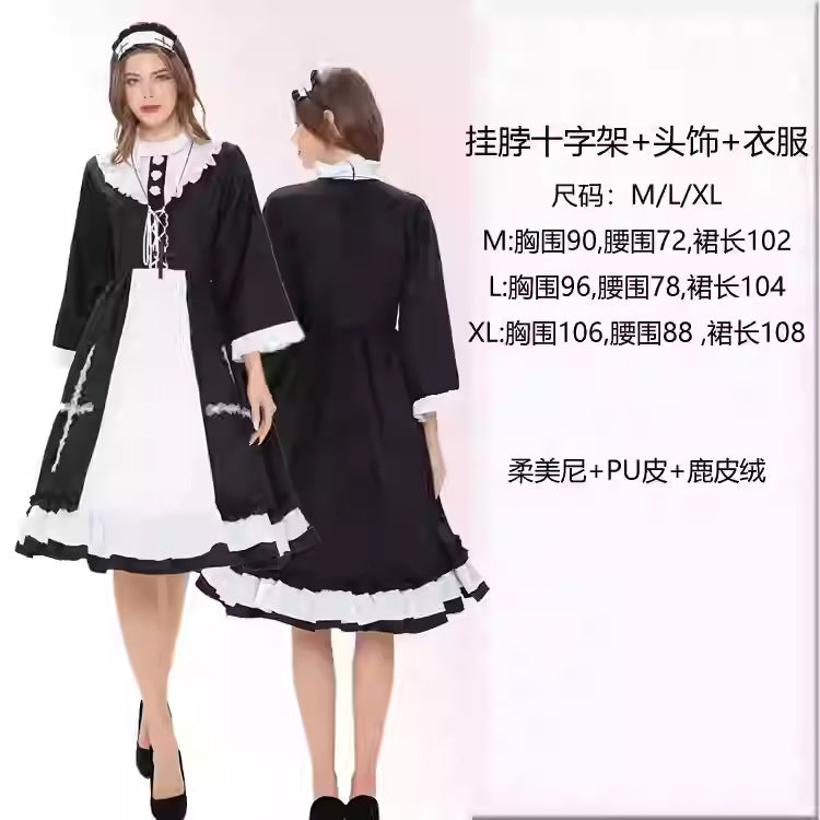 Halloween medieval wizard nun priest cos costume Halloween death robe cosplay costume