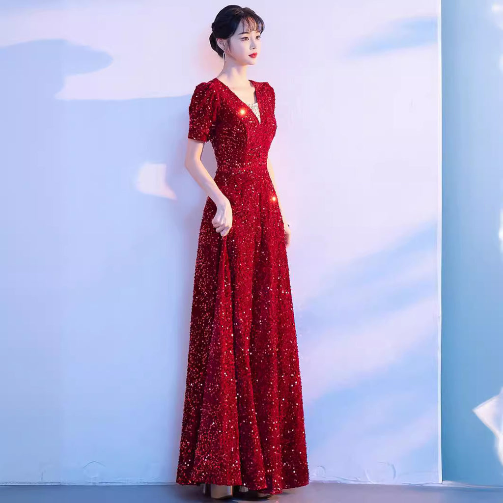 Wine Red chorus costume female dress singing red song dress chorus costume competition conductor performance costume