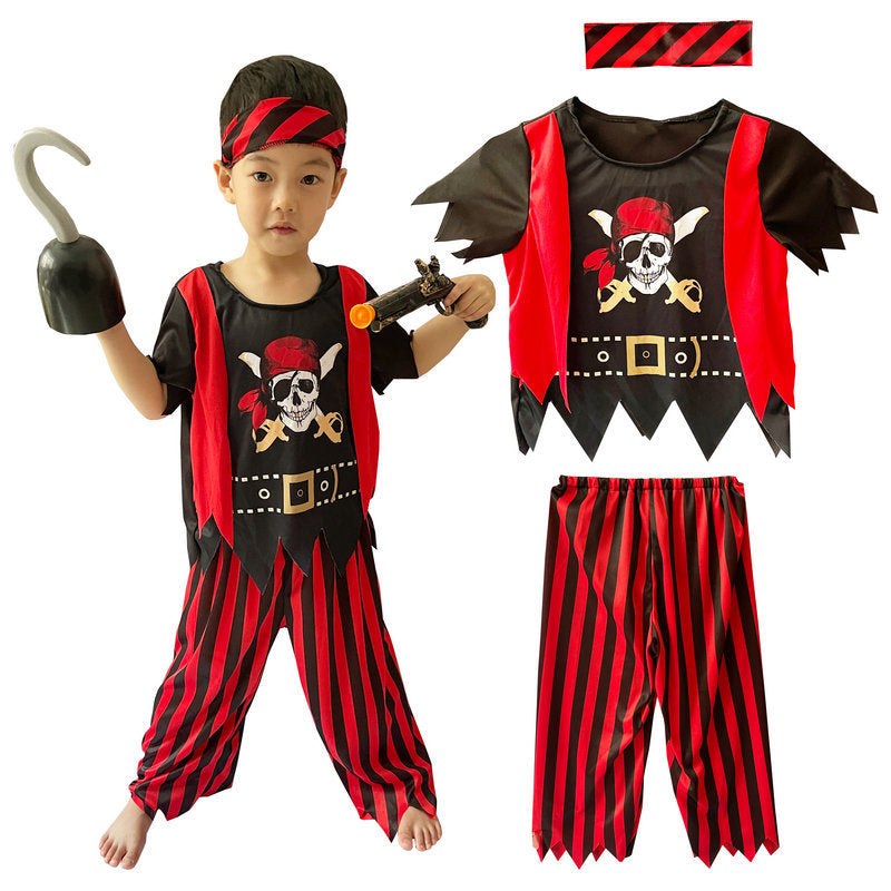 Makeup ball performance costume Halloween children handsome little pirates costume Pirates Of The Caribbean costume pirate vest