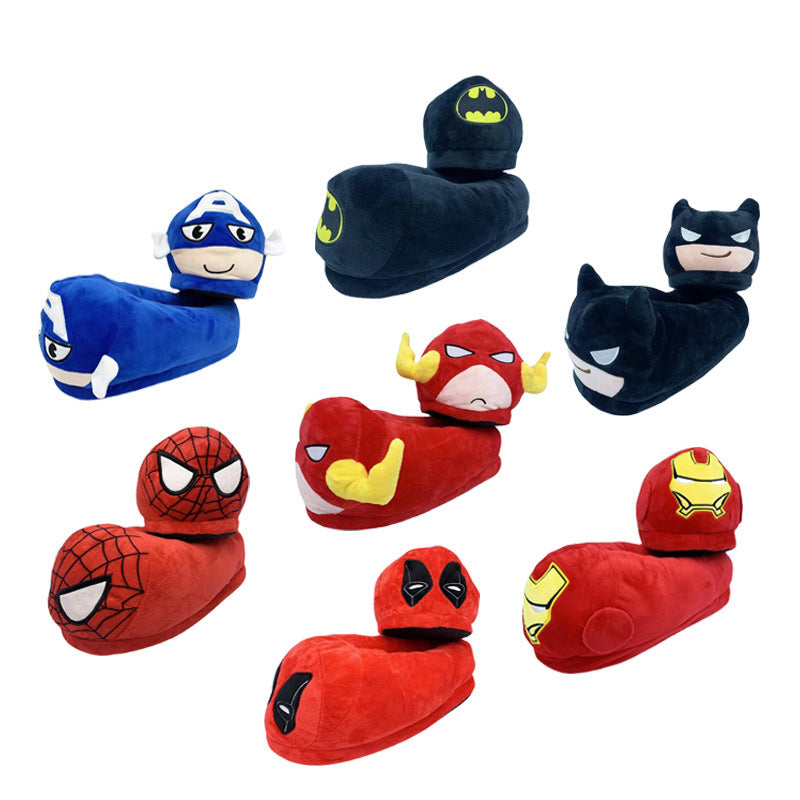 Cartoon Marvel Avengers Batman children's plush slippers Spider-man autumn and winter home warm men cotton slippers