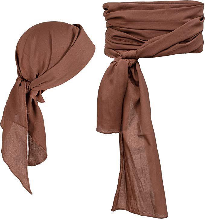 Amazon Halloween pirate costume medieval renaissance linen pirate headscarf and belt costume accessories