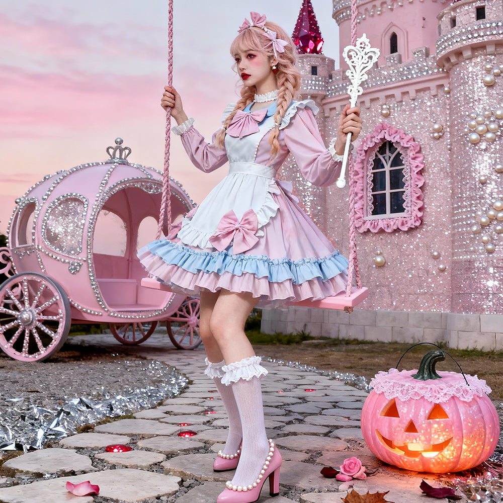 Halloween pink maid costume LOLITA dress LOLITA stage wear maid Ware soft girl cafe maid costume