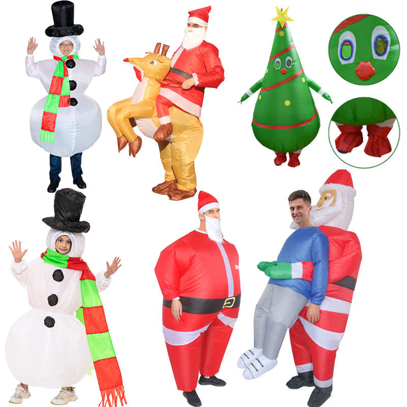Cross-border hot selling Santa Claus inflatable clothing Christmas tree inflatable clothing pack Christmas Snowman inflatable clothing costumes