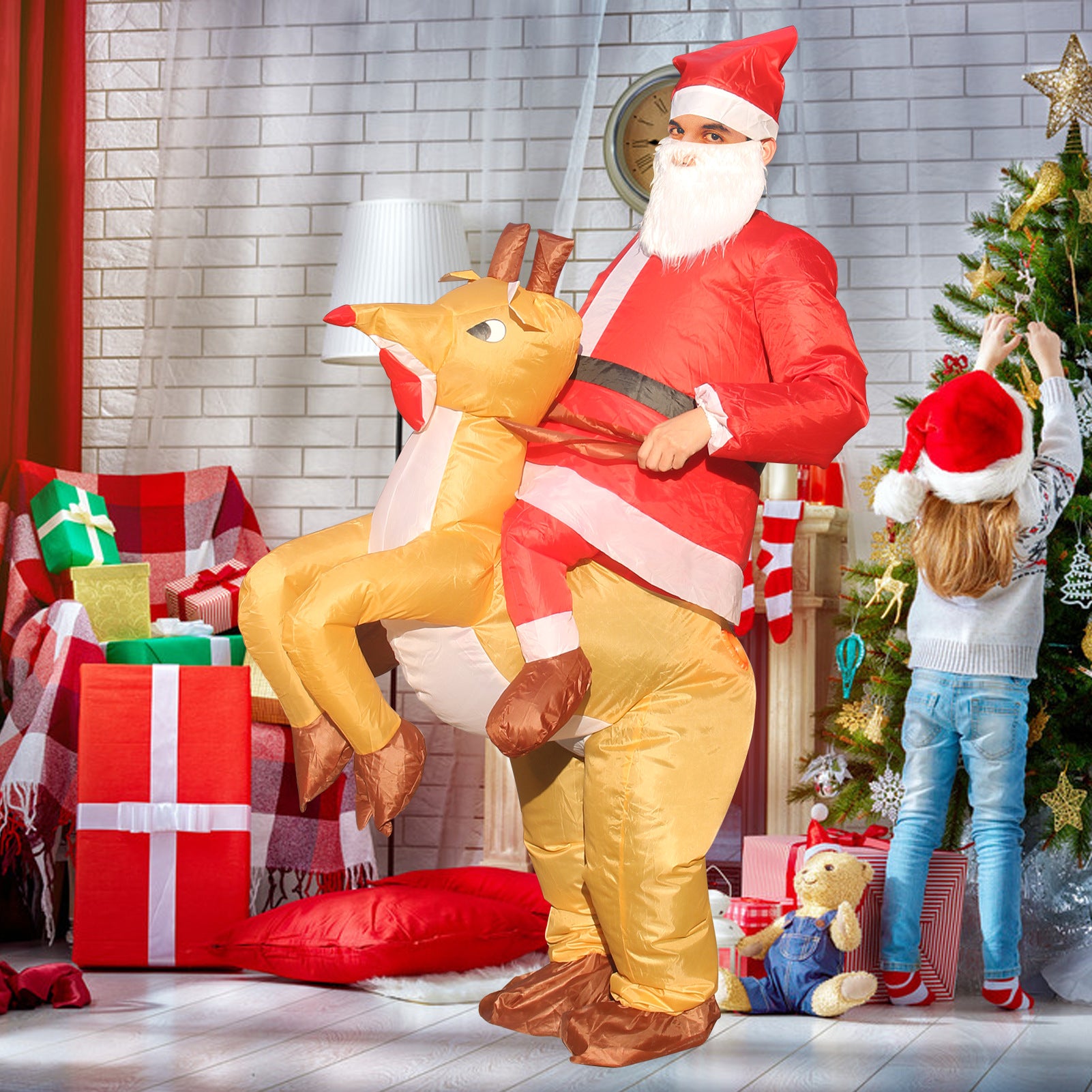Cross-border hot selling Santa Claus inflatable clothing Christmas tree inflatable clothing pack Christmas Snowman inflatable clothing costumes