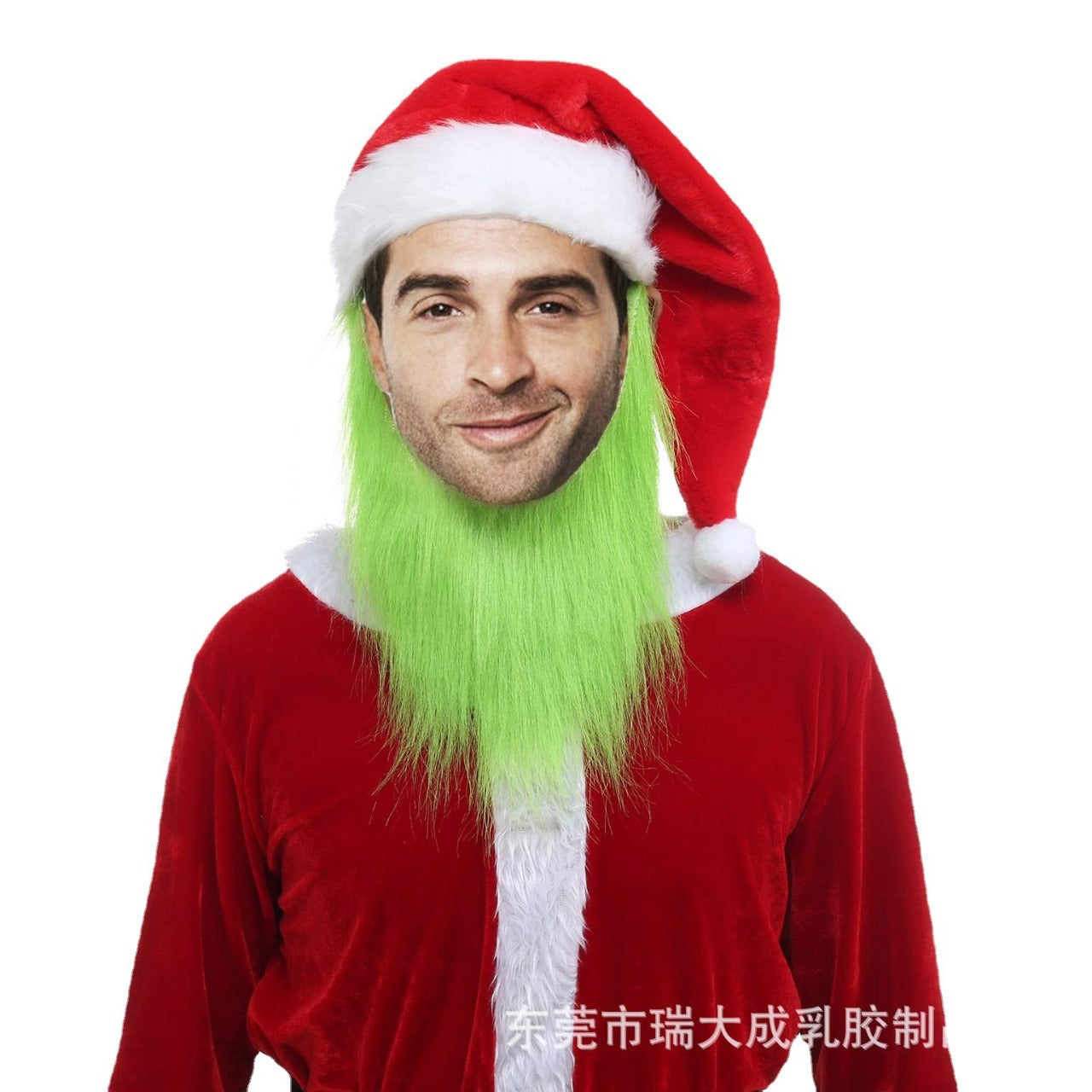 Dr. Seuss' How the Grinch Stole Christmas Grinch beard hat Gloves mask green fur monster head cover green beard Christmas clothing clothes