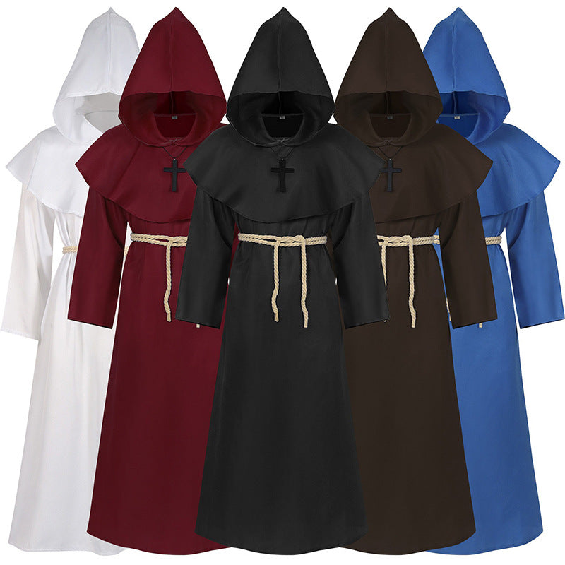 2024 Amazon medieval friar robe monk costume wizard costume priest cos costume performance wear Halloween costume