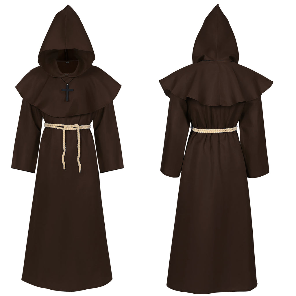 2024 Amazon medieval friar robe monk costume wizard costume priest cos costume performance wear Halloween costume